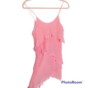Vintage y2k pink silk tiered babydoll camisole Shirley of Hollywood top